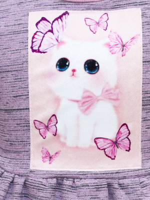 Платье "Kittу" с котенком и бабочками - Размер 122 - Цвет розовый - Картинка #3