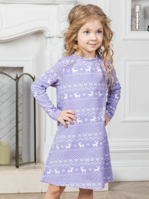 Платье "Зимний узор" - Размер 122 - Цвет фиолетовый - Картинка #2